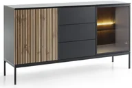 Komody - Komoda Lagos 154cm 2D3SZ z metalowymi nóżkami w kolorze Czarnym + LED - miniaturka - grafika 1