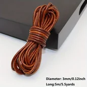Rękodzieło - TEMU 3mm Płaski Okrągły Pasek Z Prawdziwej Skóry Sznurek Pleciony Ciemnobrązowe Espresso (5 Metrów/5,5 ) - miniaturka - grafika 1