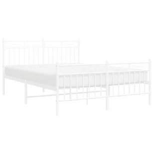Metalowa rama łóżka z wezgłowiem i zanóżkiem, biała, 135x190 cm Lumarko! - Łóżka - miniaturka - grafika 4
