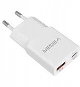 Ładowarki do telefonów - Canyon Ładowarka sieciowa do telefonu VEGER USB A + USB C QC PD 30W 30W1A1C biała - miniaturka - grafika 1