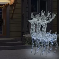Oświetlenie świąteczne - vidaXL Renifery z akrylu XXL, 3 szt., 250 zimnych białych LED, 180 cm - miniaturka - grafika 1