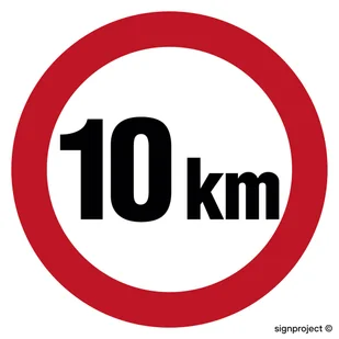 SA006 OGRANICZENIE PRĘDKOŚCI 10 KM, PN - PŁYTA PCV 1MM; (300X300MM) - Systemy ekspozycyjne i znaki informacyjne - miniaturka - grafika 1