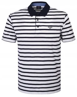 POLO Koszulka Męska BIAŁO-GRANATOWA w Paski Bawełna HASIMI M Pako Jeans - Koszulki męskie - miniaturka - grafika 1