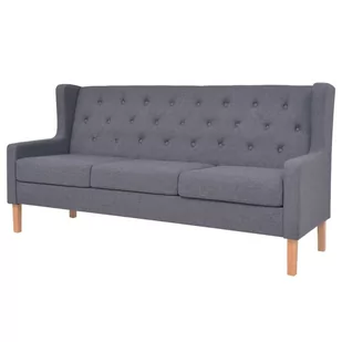 vidaXL 3-osobowa sofa tapicerowana tkaniną, szara - Sofy i kanapy - miniaturka - grafika 1