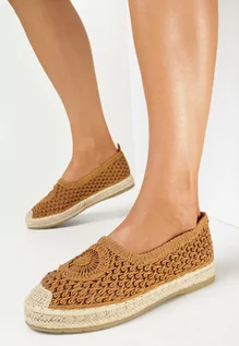 Espadryle damskie - Brązowe Espadryle na Grubej Podeszwie z Juty z Plecioną Cholewką Ulissa - grafika 1