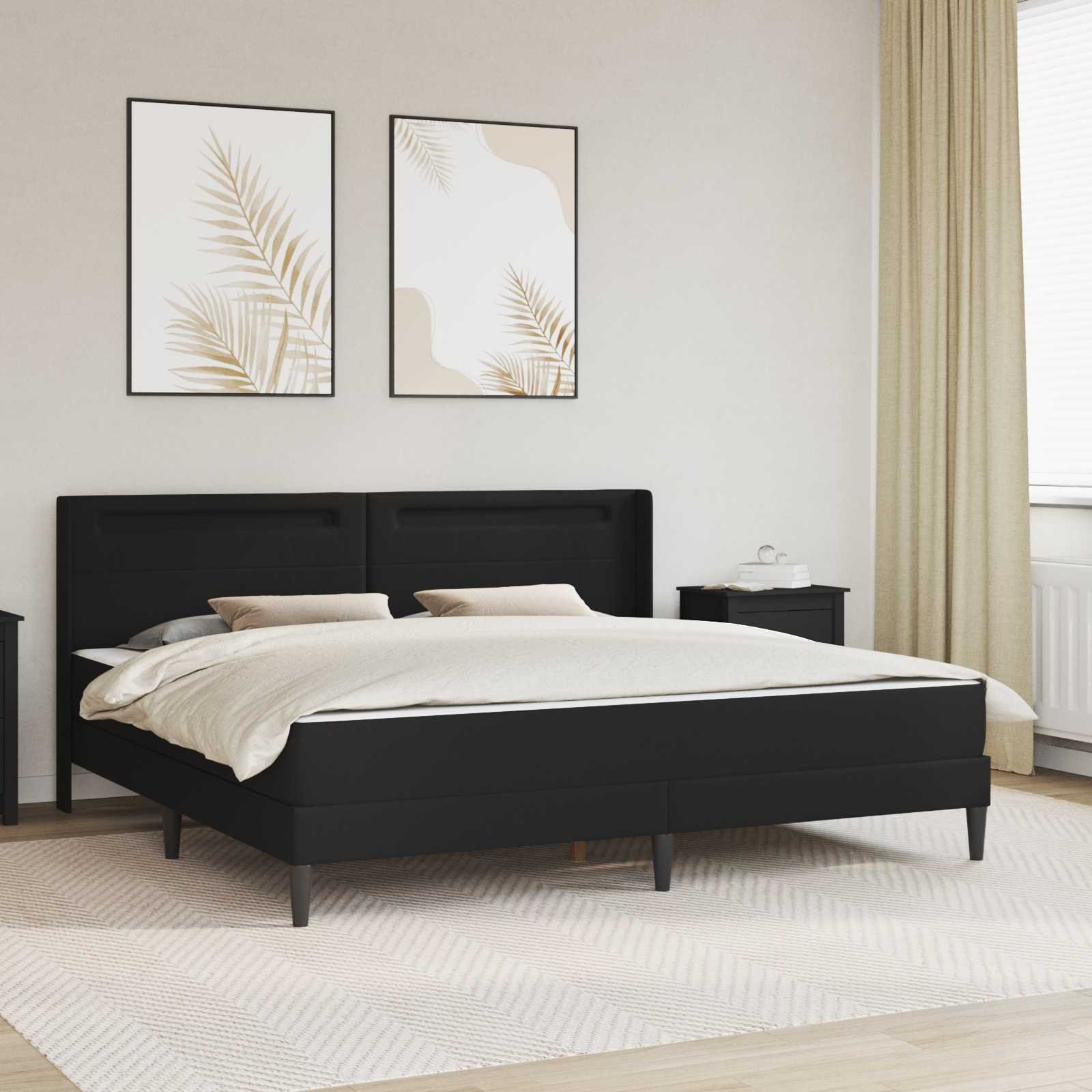 vidaXL vidaXL Rama łóżka z materacem Czarny 180 x 200 cm Ekoskóra