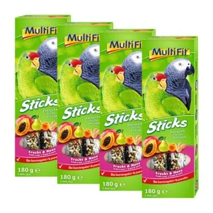 MultiFit Sticks dla papug 4 x 2 szt. Owoce i orzechy - Przysmaki dla ptaków - miniaturka - grafika 1