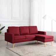 Narożniki - vidaXL 3-osobowa sofa z podnóżkiem winna czerwień tapicerowana tkaniną - miniaturka - grafika 1