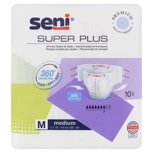 Seni Super Plus, pieluchomajtki, Medium, 75-110 cm, 10 sztuk - Pieluchy dla dorosłych - miniaturka - grafika 1