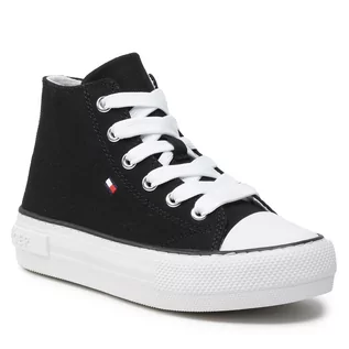 Buty dla chłopców - Trampki Tommy Hilfiger - High Top Lace-Up Sneaker T3A4-32119-0890 Black 999 - grafika 1