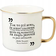 Kubki - KUBEK UCHO RANT ZŁOTY PORCELANOWY RETRO SUPER PREZENT WŁADCA PIERŚCIENI WZ - miniaturka - grafika 1