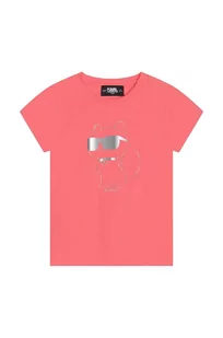 Karl Lagerfeld t-shirt dziecięcy kolor różowy - Koszulki dla dziewczynek - miniaturka - grafika 1