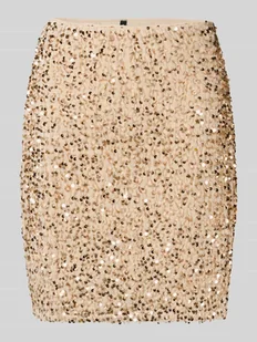 Spódnica mini o lekko rozkloszowanym kroju z cekinowym obszyciem model ‘BELLA’ - Spódnice Spódnica mini o lekko rozkloszowanym kroju z cekinowym obszyciem model ‘BELLA’ - Spódnice - miniaturka - grafika 1