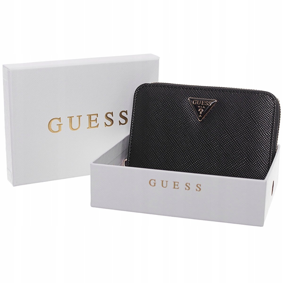 GUESS PORTFEL DAMSKI ROSALBA SLG MEDIUM ZIP CZARNY