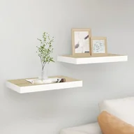 Półki do salonu - vidaXL Półki ścienne, 2 szt., dębowo-białe, 40 x 23,5 x 3,8 cm, MDF vidaXL - miniaturka - grafika 1