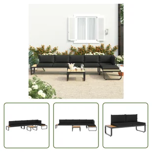 The Living Store 4-częściowa narożna sofa ogrodowa z aluminium i poduszkami WPC - Sofy ogrodowe - miniaturka - grafika 1