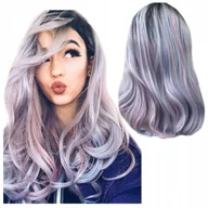 Ozdoby do włosów - Peruka ombre pasemka fiolet róż długa Jednorożec - miniaturka - grafika 1