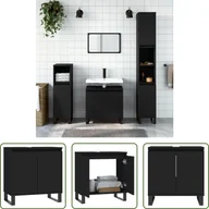 Szafki łazienkowe - The Living Store Szafka łazienkowa czarna 58x33x60 cm materiał drewnopochodny - miniaturka - grafika 1