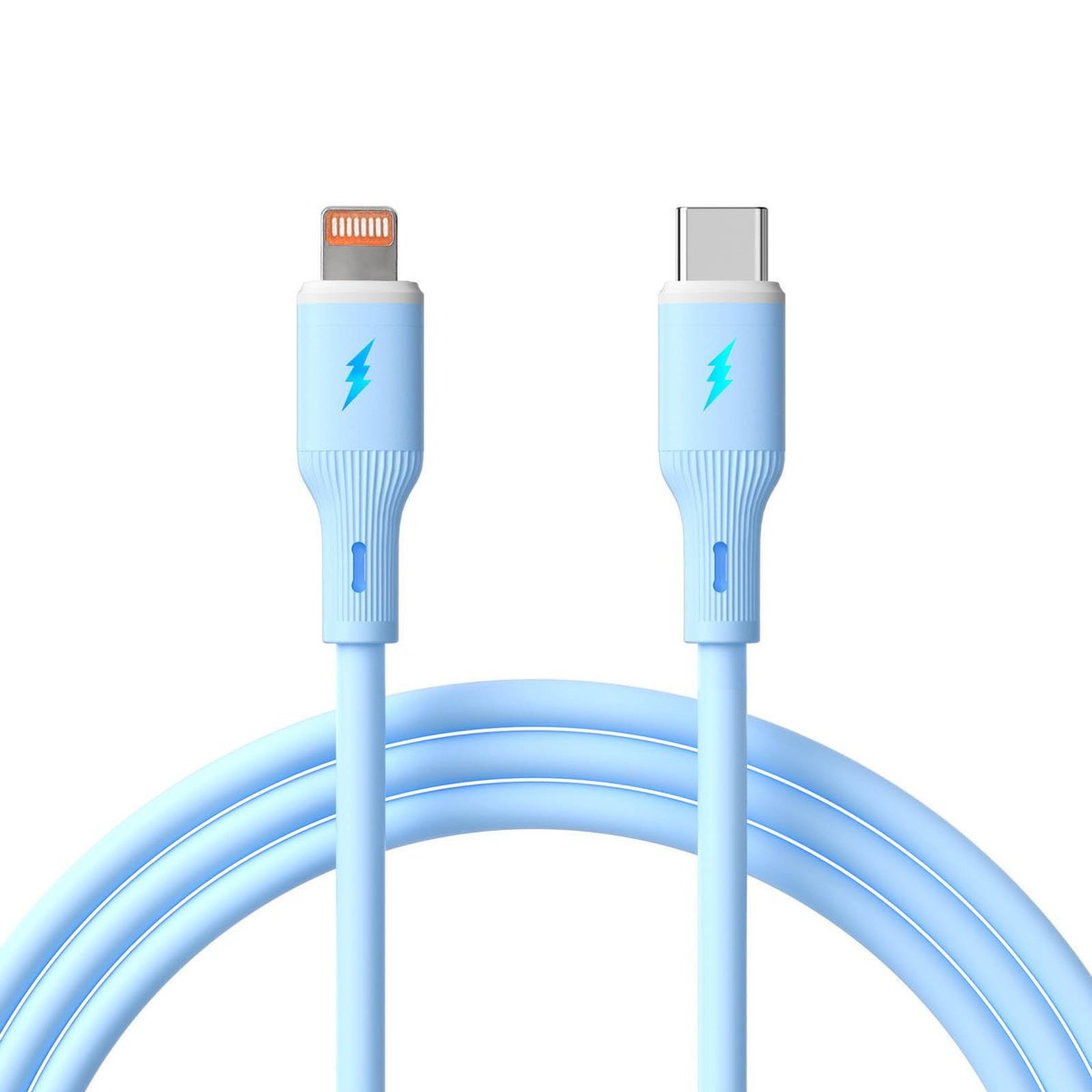 Kabel USB type C / Lightning 1m AK-USB-72 30W silikonowy niebieski