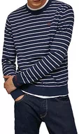 Swetry męskie - Pepe Jeans Sweter męski Andre Stripes, Niebieski (Dulwich), L - miniaturka - grafika 1