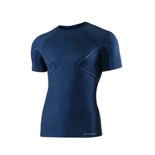 Bielizna sportowa męska - Termoaktywna koszulka męska Brubeck Active Wool SS11710 dark blue - XXL - grafika 1