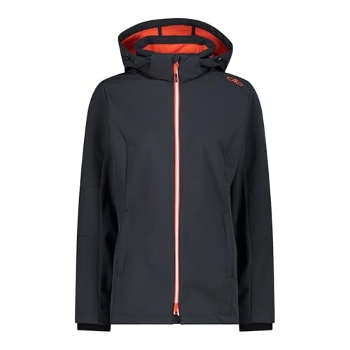 CMP damska kurtka Softshell z odpinanym kapturem, Antracyt i mak, 40