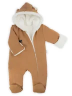 Pajacyki dla niemowląt - Niemowlęcy Pajac dresowy z luną jasnobrązowy Nicol,r.56 - miniaturka - grafika 1