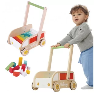 Classic World Kolorowy Drewniany Chodzik Pchacz  Classic World z Klockami CW53641 - Pchacze - miniaturka - grafika 4