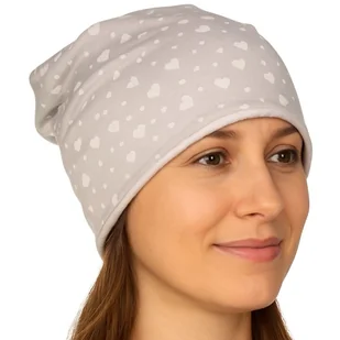 Czapka damska Beanie włoska cienka smerfetka jasnoszara serduszka - Czapki damskie Czapka damska Beanie włoska cienka smerfetka jasnoszara serduszka - Czapki damskie - miniaturka - grafika 1