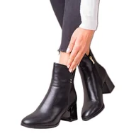 Botki damskie - Goodin Czarne Botki Na Słupku - miniaturka - grafika 1