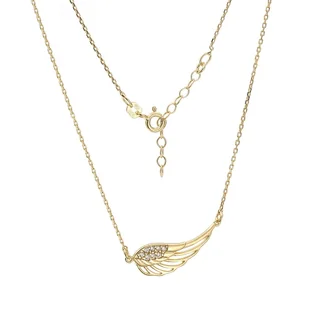 Srebrny naszyjnik pozłacany skrzydło anioła z cyrkoniami - Naszyjniki - miniaturka - grafika 1