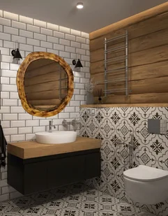 Nowoczesne lustro do łazienki z drewna naturalnego (plastra pnia) - Lustra - miniaturka - grafika 1