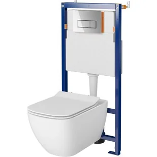 Cersanit Tech Line Opti Set B638 Zestaw Toaleta WC bez kołnierza + deska wolnoopadająca + stelaż podtynkowy WC + przycisk spłukujący WC S701-674 - Stelaże i zestawy podtynkowe do WC - miniaturka - grafika 2