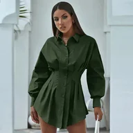 Sukienki - Sukienka koszulowa - Zielony M - miniaturka - grafika 1