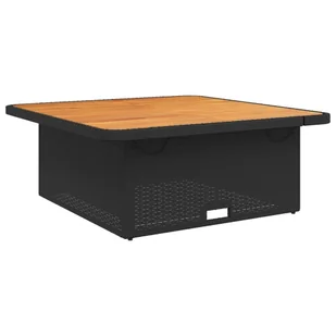 Stół ogrodowy, czarny, 110x110x71 cm, polirattan i akacja Lumarko! - Stoły ogrodowe - miniaturka - grafika 3