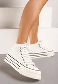 Trampki damskie - Białe Trampki na Platformie za Kostkę z Grubymi Sznurowadłami Effime - Renee - miniaturka - grafika 1