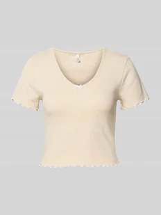 T-shirt o kroju slim fit z mieszanki bawełny model ‘CARLOTTA’ - Koszulki i topy damskie - miniaturka - grafika 1