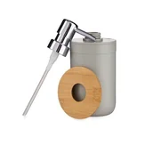 Mydelniczki i dozowniki mydła - Dozownik do mydła szary z bambusem - miniaturka - grafika 1