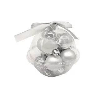 Bombki plastikowe 3cm 12szt. różne wzory srebrne - Bombki - miniaturka - grafika 1