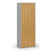 Szafy biurowe - Szafa biurowa z drzwiami przesuwnymi PRIMO GRAY, 2128 x 800 x 420 mm, szary/buk - miniaturka - grafika 1