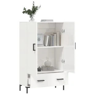 Wysoka szafka, biała z połyskiem, 69,5x31x115 cm Lumarko! - Szafki do salonu - miniaturka - grafika 5