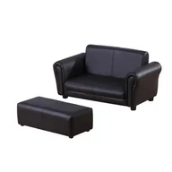 Łóżka dla dzieci i młodzieży - Sofa kanapa dziecięca z pufą czarna - miniaturka - grafika 1