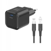 Ładowarki do telefonów - Ładowarka sieciowa Swissten GAN 1x USB-C 35W PD + Datový kabel USB-C/Lightning 1,2 M (22070250) Czarna - miniaturka - grafika 1