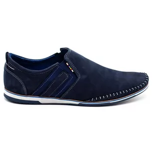 Buty męskie mokasyny skórzane 711 granatowe - Komodo - Mokasyny męskie - miniaturka - grafika 1