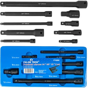 Zestaw przedłużek 1/2" 3/8" 1/4" 9szt. FALON TECH - Klucze i nasadki - miniaturka - grafika 1