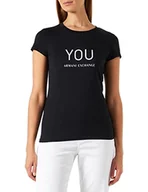 Koszulki i topy damskie - Armani Exchange Damska koszulka Slim, Logo On Front, You Black, XXL - miniaturka - grafika 1