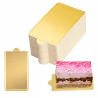 Dodatki do ciast w proszku - Podkład pod tort złoty monoporcje podkładka bankietówka 6x10cm 100 sztuk - miniaturka - grafika 1