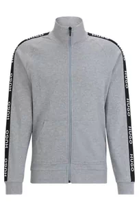 BOSS Męska kurtka sportowa z logo Jacketzp Loungewear, Medium Grey35., XL - Kurtki męskie - miniaturka - grafika 1