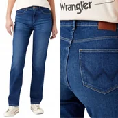 Spodnie damskie - Wrangler STRAIGHT Dita PROSTE WYŻSZY STAN CIEMNY DżINS W27 L32 - miniaturka - grafika 1