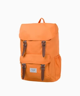 PUCCINI Pomarańczowy plecak ze wstawkami ze skóry ekologicznej - Plecaki - miniaturka - grafika 1